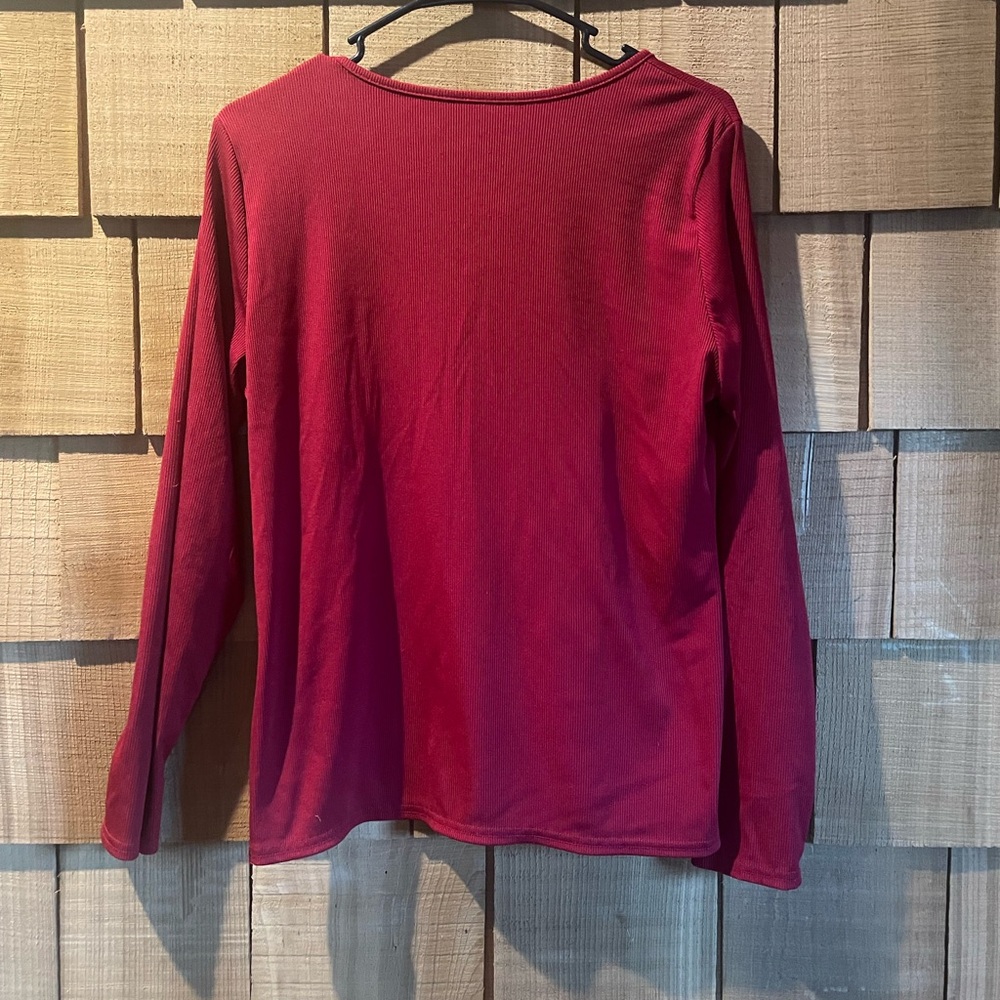 Women's Red Button-Up Top - Picture 2 of 2
